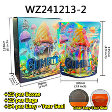 Load image into Gallery viewer, Stock 25 Pcs Mylar Bag 3.5g with 25 Pcs Boxes Cereal Paper Boxes  Edible Cali Packs 8th Plug Smell Proof 3.5 Die Cut Mylar Bags with Boxes
