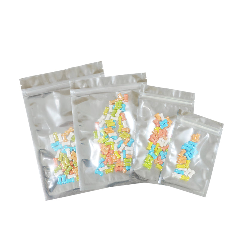 Zip Lock Clear Foil Bags One Side Clear Pouch