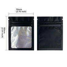 Load image into Gallery viewer, 0.5g 1g 3.5g 7g 14g 28g 454g 1lb Pound Black Matte Color Zipper Bag Smell Proof Pouch One Side Clear Mylar Bag 100PCS Free Ship
