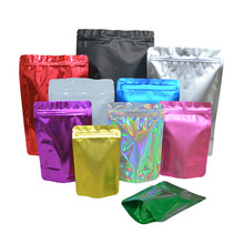 Load image into Gallery viewer, 100 pcs Colored Stand Up Zip lock Foil Pouches Aluminum Foil Food Storage Bag Free Shipping
