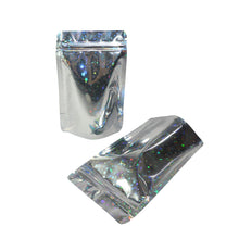 Load image into Gallery viewer, 100 Pcs Zip lock Plastic Bag Aluminum Foil Hologram Food Mylar Pouch Smell Water Proof Zipper Reclosable Pouches
