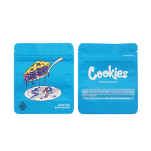 Load image into Gallery viewer, 1g -3g Cookies Plastic Zipper Pouch With Stickers laser Anti Label Foil Bags Flavor Herb Flower Dry Tobacco Retail Bags
