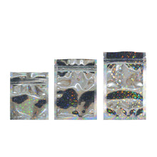 Load image into Gallery viewer, 100 Pcs Zip lock Plastic Bag Aluminum Foil Hologram Food Mylar Pouch Smell Water Proof Zipper Reclosable Pouches
