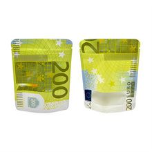 Load image into Gallery viewer, 10€ 20€ 50€ 100€ 200€ 500€ Bills Paper Zip lock Bag Small Pouch With Clear Window 1-3.5G Mylar Small Bag Customized Design EURO
