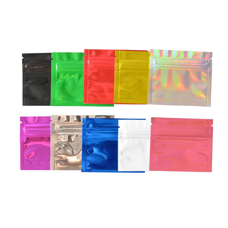 100 pcs 7.5x6.5 cm (3''x2.5'') Aluminum Foil Colored Zip lock Bags,Pla ...