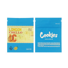 Load image into Gallery viewer, 1g -3g Cookies Plastic Zipper Pouch With Stickers laser Anti Label Foil Bags Flavor Herb Flower Dry Tobacco Retail Bags
