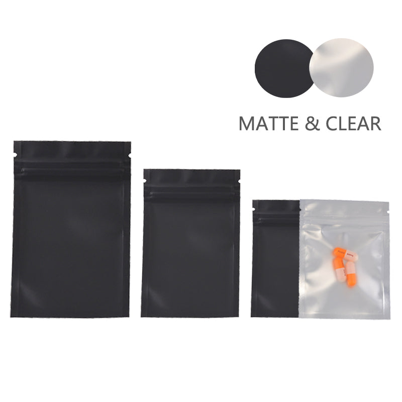 100 pcs Matte Colorful and Transparent Zip lock Bags Colored & Clear pouches
