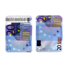 Load image into Gallery viewer, 10€ 20€ 50€ 100€ 200€ 500€ Bills Paper Zip lock Bag Small Pouch With Clear Window 1-3.5G Mylar Small Bag Customized Design EURO
