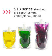 Load image into Gallery viewer, 20 pcs Full Transparent Plastic Spout Pouch Juice Pouch,Wine Flask Pouch BPA Free Food Materials Storage Bags  30 ml-500 ml
