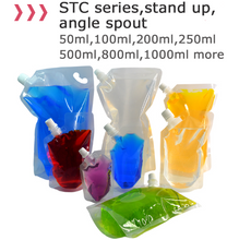 Load image into Gallery viewer, 20 pcs Full Transparent Plastic Spout Pouch Juice Pouch,Wine Flask Pouch BPA Free Food Materials Storage Bags  30 ml-500 ml
