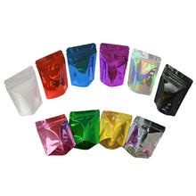 Load image into Gallery viewer, 100 pcs Colored Stand Up Zip lock Foil Pouches Aluminum Foil Food Storage Bag Free Shipping
