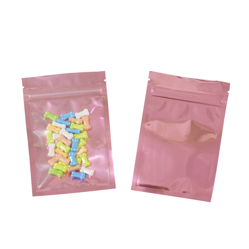 100 pcs Colorful and Transparent Zip Lock Pouches Food Storage Bags