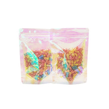 Load image into Gallery viewer, 100 Pcs Iridescent Zip lock Bags Pouches Cosmetic Plastic Laser Iridescent Bags Holographic Makeup Bags Hologram Zipper Bags
