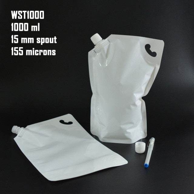 20 pcs White Spout Pocuh Shampoo Pouch,Detergent White Flask Pouches Liquid Packaging bags Free Shipping  50 ml ~ 2000 ml