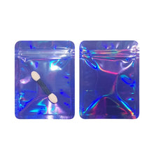 Load image into Gallery viewer, Colors Holographic Gift Aluminum Foil Zip lock Bag Food Storage Pouch One side Clear Customized Cookie Bags Small Ziplock Pouch
