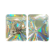 Load image into Gallery viewer, Colors Holographic Gift Aluminum Foil Zip lock Bag Food Storage Pouch One side Clear Customized Cookie Bags Small Ziplock Pouch
